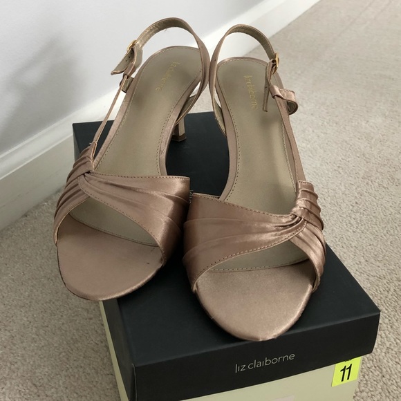 Satin Champagne Colored Heels - Picture 2 of 6